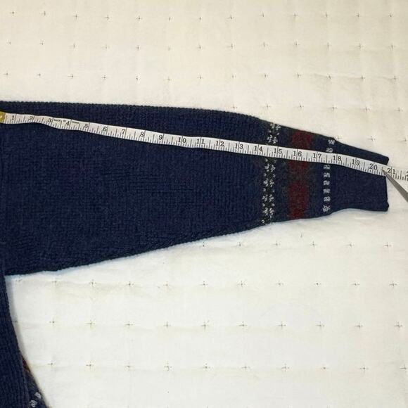 Vintage 90s John Ashford Italian Knit Cardigan Sweater Women’s L Blue Fair Isle - Picture 8 of 8